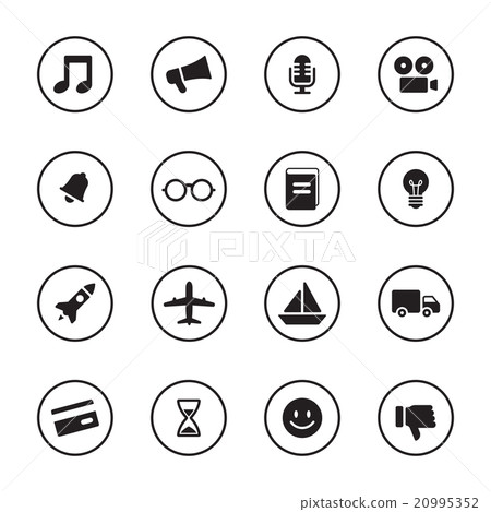 black flat miscellaneous icon set circle frame black flat miscellaneous icon set circle frame 20995352