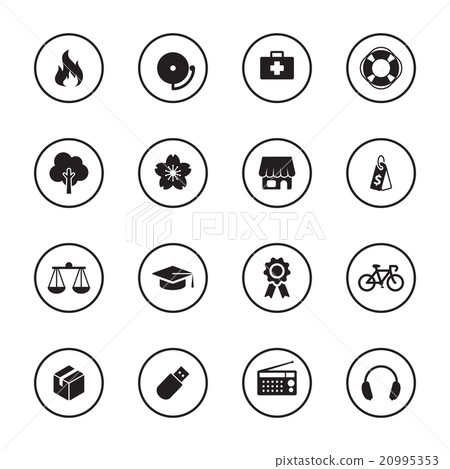 black flat miscellaneous icon set circle frame black flat miscellaneous icon set circle frame 20995353