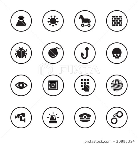 black flat security icon set circle frame black flat security icon set circle frame 20995354