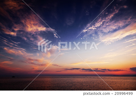 Beautiful sea sunset with pink clouds 20996499