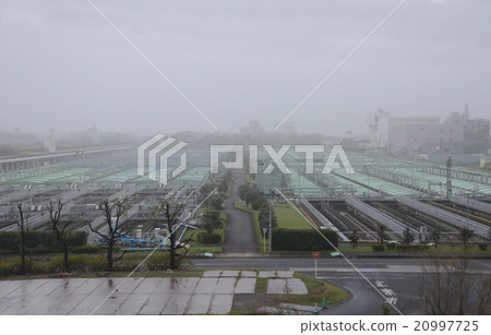 Water circulation center in thick fog Settlement basin Water circulation center in thick fog Settlement basin 20997725
