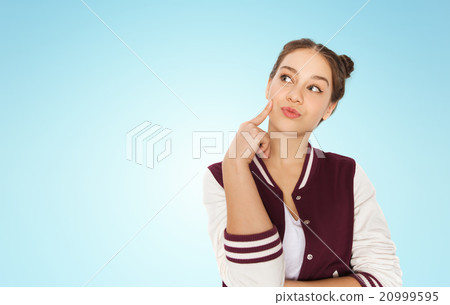 happy pretty teenage girl thinking happy pretty teenage girl thinking 20999595