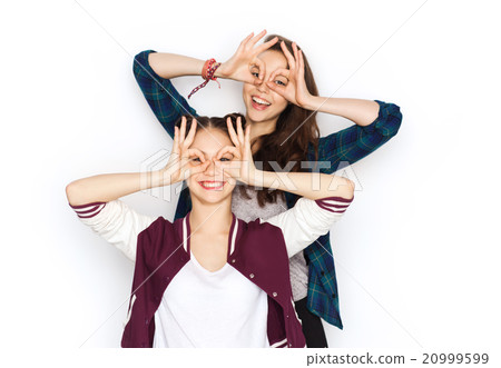 happy smiling pretty teenage girls having fun 20999599