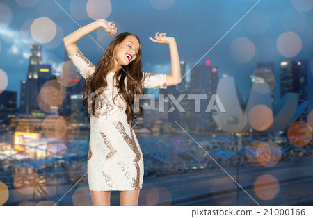 happy young woman or teen girl in fancy dress happy young woman or teen girl in fancy dress 21000166