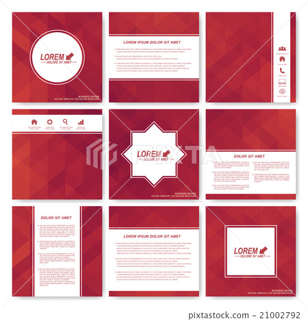 Red set of square template brochure. Business Red set of square template brochure. Business 21002792
