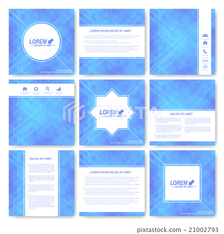 Blue set of square template brochure. Business Blue set of square template brochure. Business 21002793