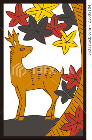 October Hanafuda Hanafuda · October · Autumn leaves · First piece - Stock Illustration ...