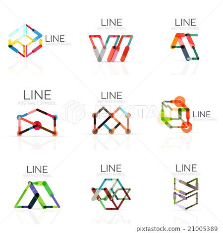 Set of linear abstract logos, connected Set of linear abstract logos, connected 21005389