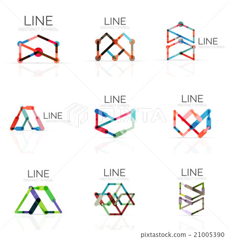 Set of linear abstract logos, connected 21005390
