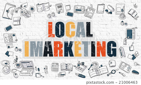 Local Imarketing in Multicolor. Doodle Design. 21006463