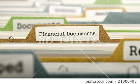 Financial Documents Concept on File Label. 21006495