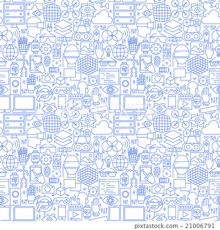 Thin Line Virtual Reality White Seamless Pattern 21006791