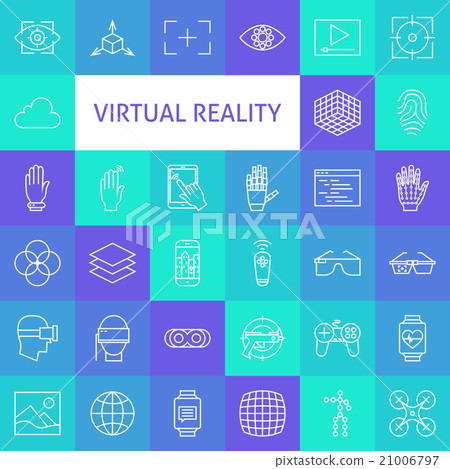 Vector Line Art Virtual Reality Icons Set 21006797