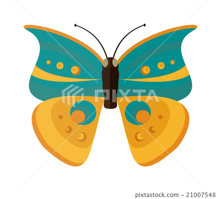 Colored cartoon Cabbage butterfly vector isolated 21007548