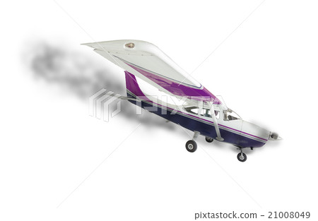 Cessna 172 With Smoke Coming From Engine on White 21008049