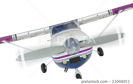 Front of Cessna 172 Single Propeller Airplane On White Front of Cessna 172 Single Propeller Airplane On White 21008051