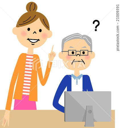 A woman teaching a computer to the elderly A woman teaching a computer to the elderly 21009391