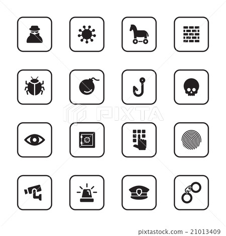 black flat security icon set 21013409
