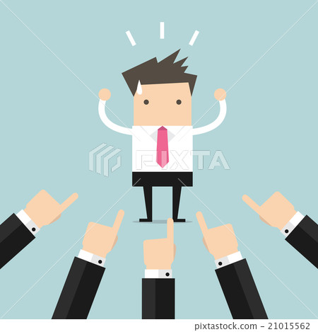 Businessman being pointed at by a lot of hands 21015562