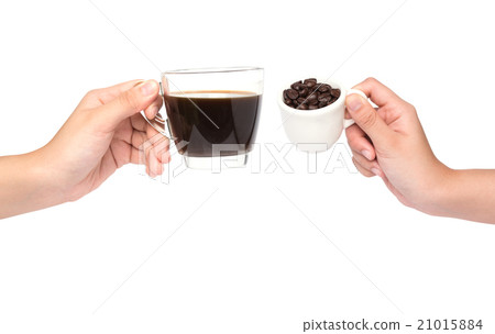 female hand hold cup of coffee beans female hand hold cup of coffee beans 21015884