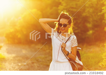Hipster girl shows tongue. Hipster girl shows tongue. 21018492