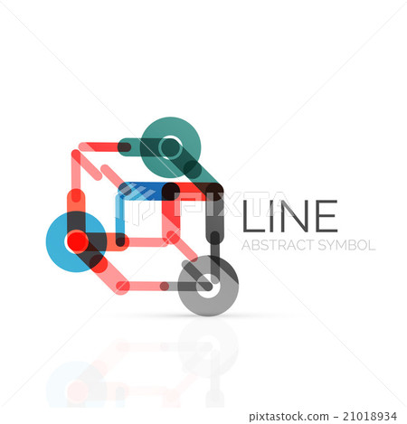 Linear abstract logo, connected multicolored Linear abstract logo, connected multicolored 21018934