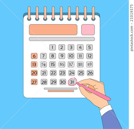 Calendar Hand Draw Pen Red Circle Date Last Day 21019375