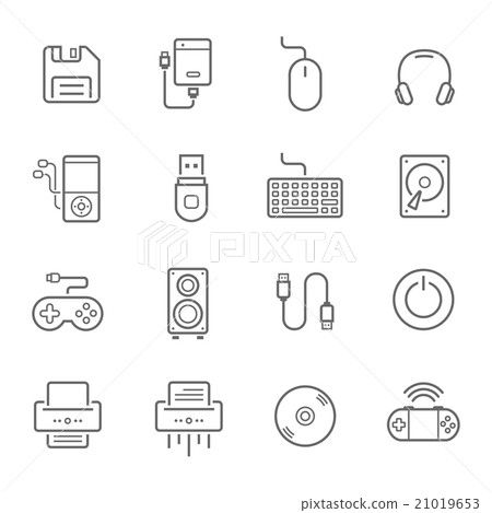 Lines icon set - devices accessory vector  21019653