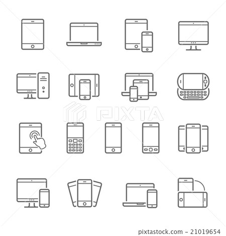 Lines icon set - responsive devices vector 21019654