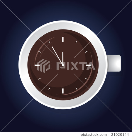 Cup of coffee with clock on its surface. Cup of coffee with clock on its surface. 21020144