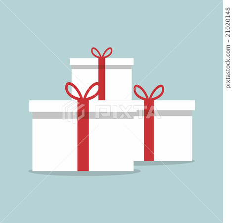 Flat White Gift Box Present with Red Bow 21020148