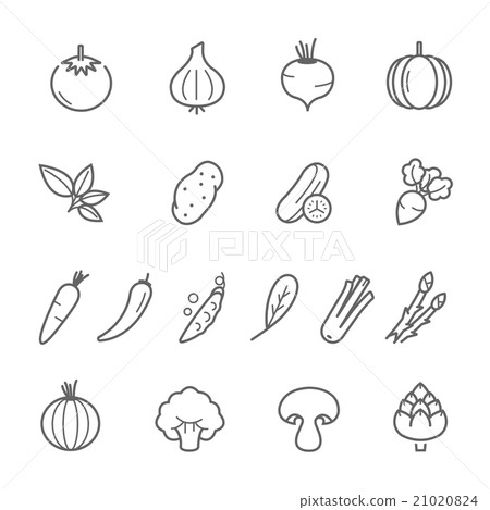 Lines icon set - vegetable vector illustration Lines icon set - vegetable vector illustration 21020824