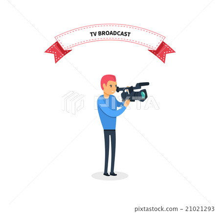 TV Broadcast Man Operator Design Flat 21021293