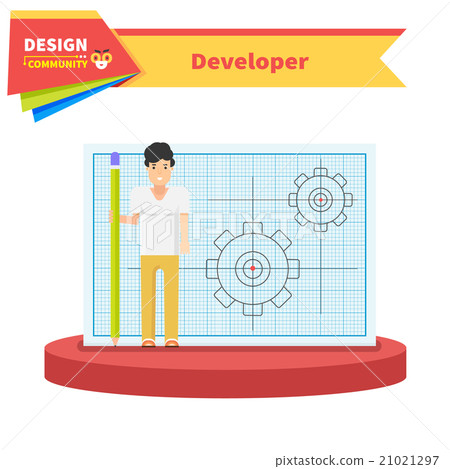 Developer Man Flat Design Concept 21021297