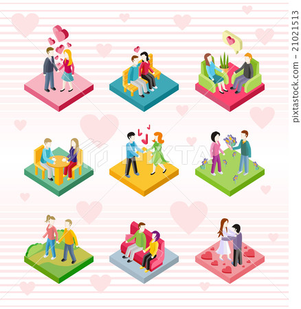 Isometric Happy Valentine Day Couple Set 21021513