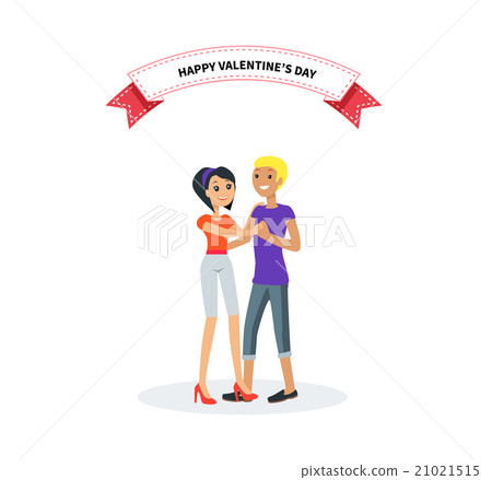 Happy Valentine Day Couple Design Flat 21021515