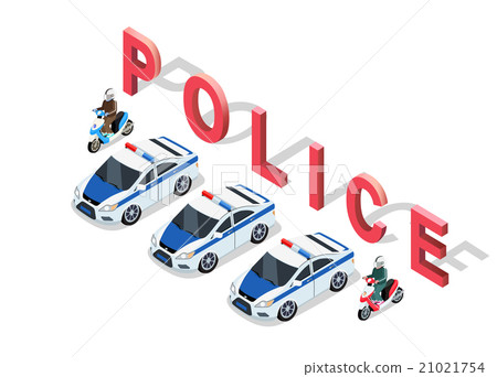 Isometric 3D Police Car - Stock Illustration [21021754] - PIXTA