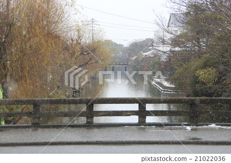 柳川市小溪殘留的雪仍然存在 21022036