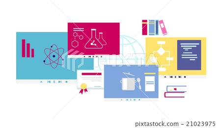Online Course Icon Flat Design Style Online Course Icon Flat Design Style 21023975