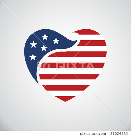 American flag inside heart. Vector logo 21024283
