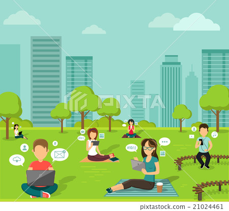 People in the Park Online Web Design Flat 21024461