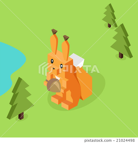 Wild Animal Squirrel Isometric 3d Design Wild Animal Squirrel Isometric 3d Design 21024498