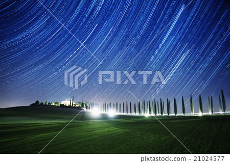 Landscape with star trails Landscape with star trails 21024577