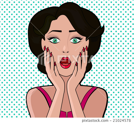 Cartoon Attractive Woman with Bubble WOW 21024578