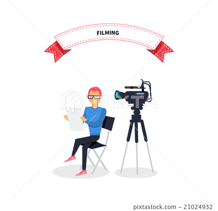 Filming Producer Man Design Flat Filming Producer Man Design Flat 21024932