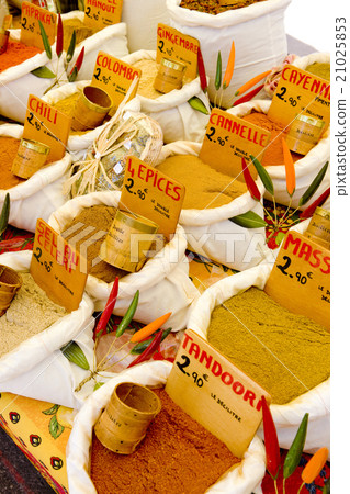 spices, street market in Castellane, Provence spices, street market in Castellane, Provence 21025853