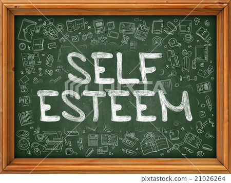 Self Esteem - Hand Drawn on Green Chalkboard. 21026264