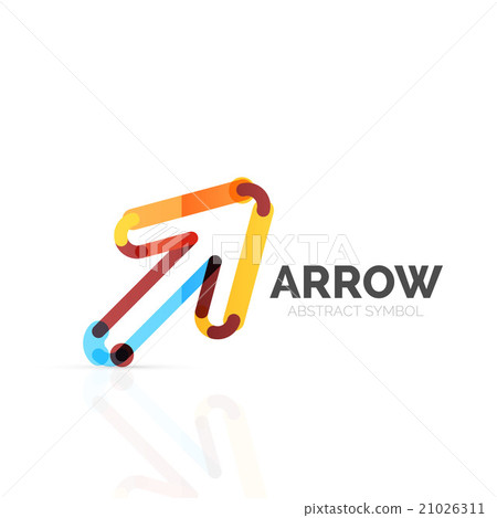 Linear arrow abstract logo, connected multicolored 21026311