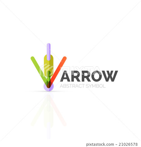 Linear arrow abstract logo, connected multicolored Linear arrow abstract logo, connected multicolored 21026578