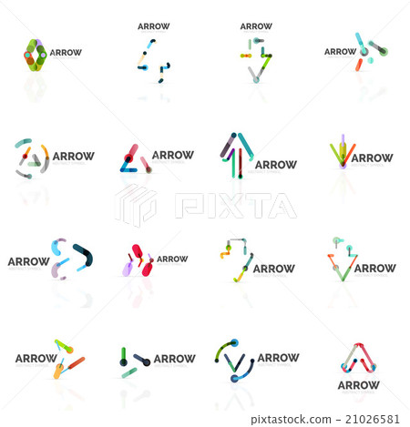 Set of linear arrow abstract logos, connected Set of linear arrow abstract logos, connected 21026581